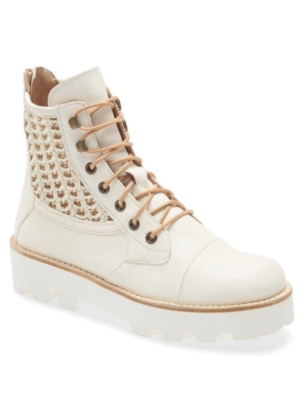 La Montelliana Rita Womens Platform Combat Boot Leather Raffia Size 39 / US 9